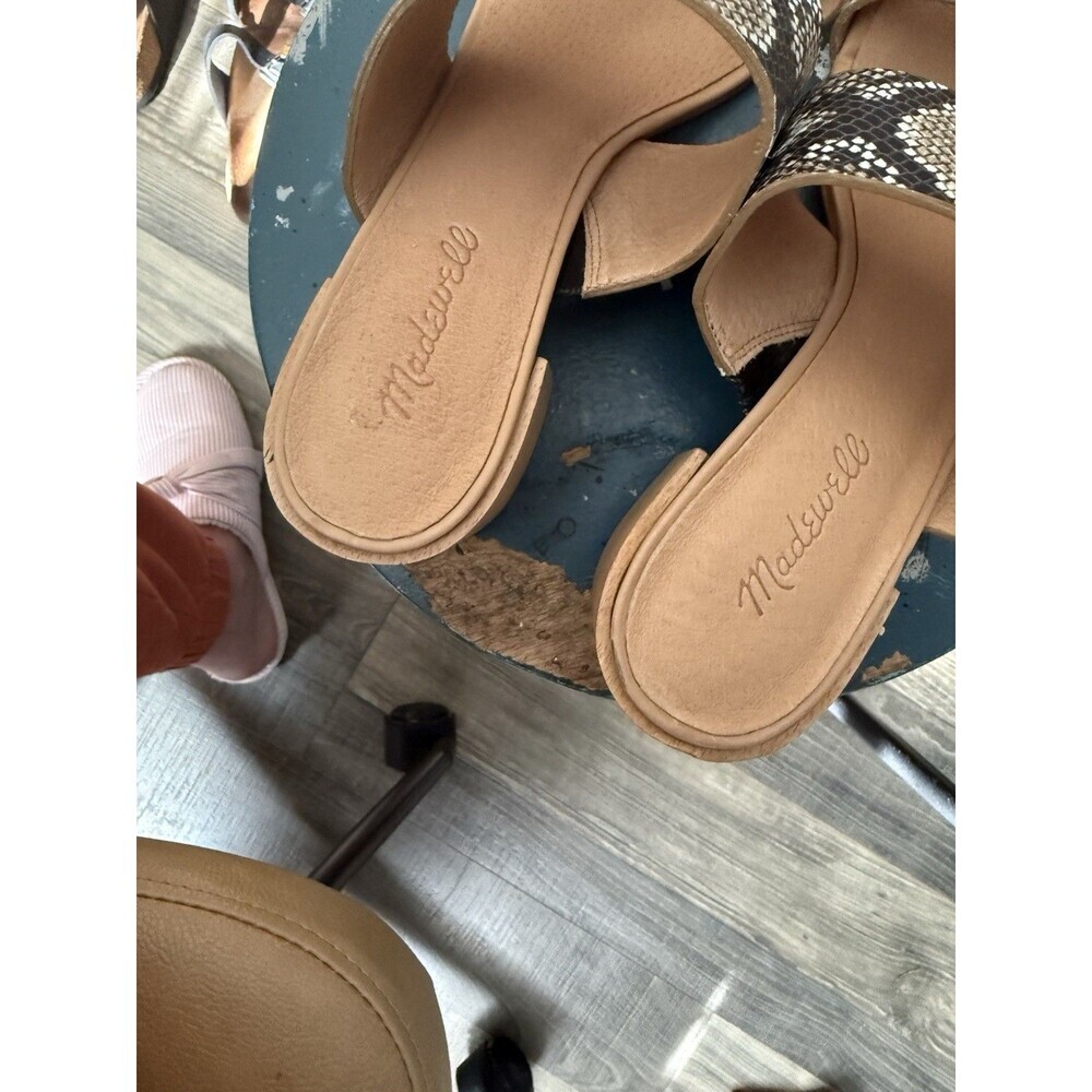 Madewell The Kiera Mule Sandal Women Size 11 Snake Embossed Leather 2" Heel - Picture 3 of 8